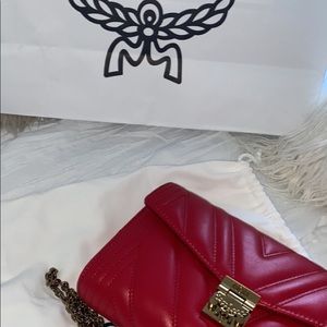 Mcm authentic red crossbody purse
